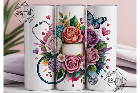 Personalized Nurse Stethoscope 20oz Tumbler Sublimation sassyprint 