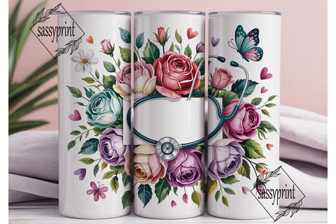 Personalized Nurse Stethoscope 20oz Tumbler Sublimation sassyprint 