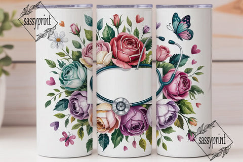 Personalized Nurse Stethoscope 20oz Tumbler Sublimation sassyprint 
