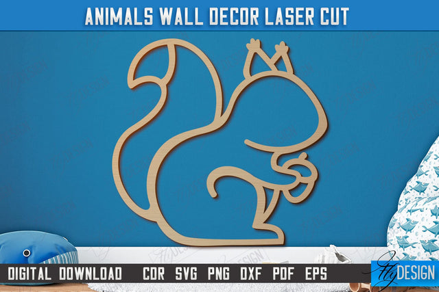 Personalized Nursery Wall Décor | Squirrel Shape | Baby Range | Children's Interior | CNC File SVG Fly Design 