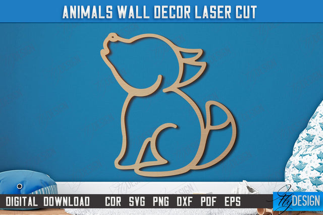Personalized Nursery Wall Décor | Wolf Shape | Baby Range | Children's Interior | CNC File SVG Fly Design 