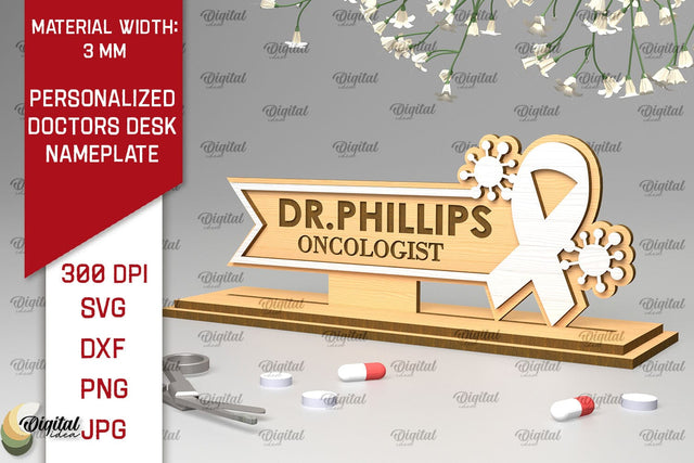 Personalized Oncologist Doctors Desk Nameplate Laser Cut SVG Evgenyia Guschina 