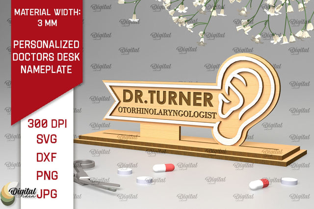 Personalized Otorhinolaryngologist Doctors Desk Nameplate SVG Evgenyia Guschina 