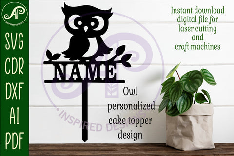 Personalized Owl cake topper SVG laser cut SVG APInspireddesigns 