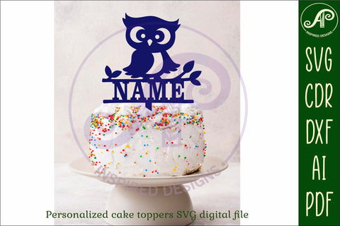 Personalized Owl cake topper SVG laser cut SVG APInspireddesigns 