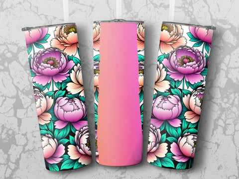 Personalized Peonies Flowers Tumbler wrap png Sublimation Luvleigh Digitals 