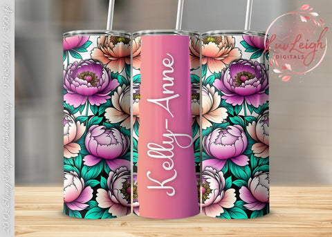 Personalized Peonies Flowers Tumbler wrap png Sublimation Luvleigh Digitals 