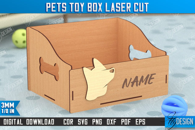 Personalized Pets Toy Box | Pet Toy Storage | Pet Design | Home Décor | CNC File SVG Fly Design 