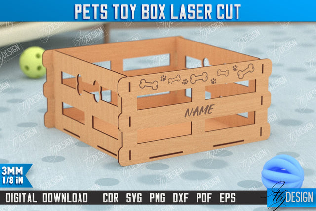 Personalized Pets Toy Box | Pet Toy Storage | Pet Design | Home Décor | CNC File SVG Fly Design 