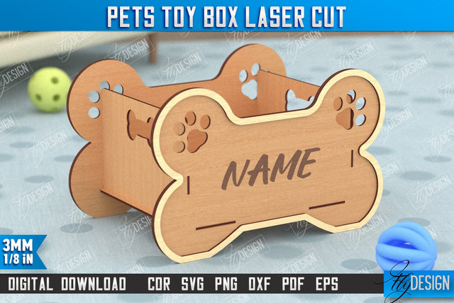 Personalized Pets Toy Box | Pet Toy Storage | Pet Design | Home Décor | CNC File SVG Fly Design 