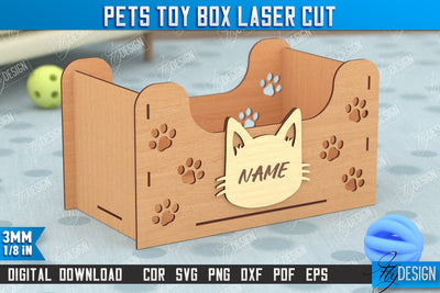 Personalized Pets Toy Box | Pet Toy Storage | Pet Design | Home Décor | CNC File SVG Fly Design 