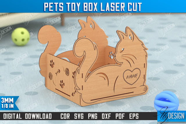 Personalized Pets Toy Box | Pet Toy Storage | Pet Design | Home Décor | CNC File SVG Fly Design 