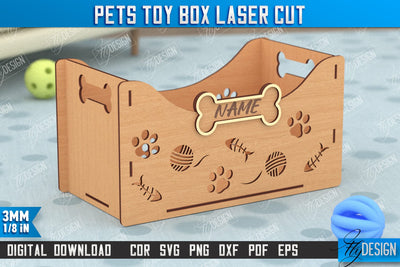Personalized Pets Toy Box | Pet Toy Storage | Pet Design | Home Décor | CNC File SVG Fly Design 