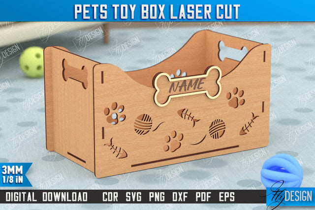 Personalized Pets Toy Box | Pet Toy Storage | Pet Design | Home Décor | CNC File SVG Fly Design 