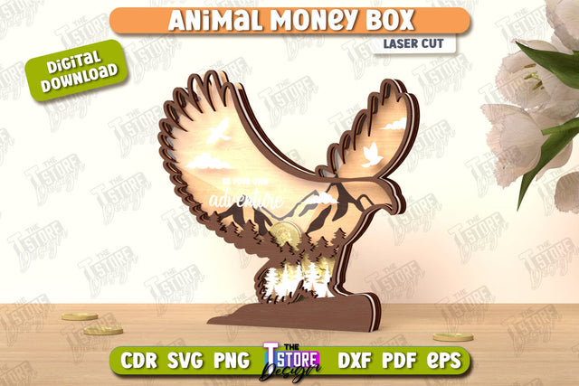 Personalized Piggy Bank Laser Cut | Animals Design | Money Box | Kids Design | CNC File SVG The T Store Design 