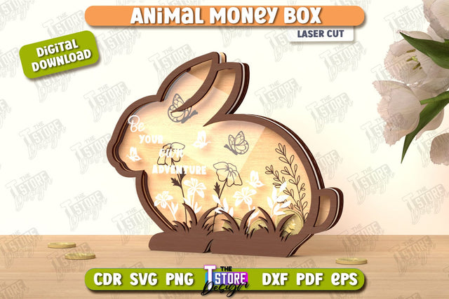 Personalized Piggy Bank Laser Cut | Animals Design | Money Box | Kids Design | CNC File SVG The T Store Design 