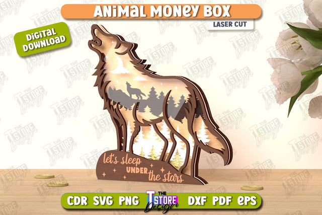 Personalized Piggy Bank Laser Cut | Animals Design | Money Box | Kids Design | CNC File SVG The T Store Design 