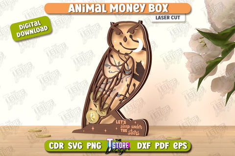 Personalized Piggy Bank Laser Cut Bundle | Animals Design | Money Box | Kids Design | CNC Files SVG The T Store Design 