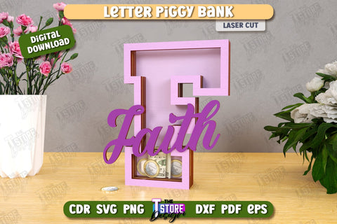 Personalized Piggy Bank Laser Cut Bundle | Letters | Money Box | Alphabet | CNC Files SVG The T Store Design 