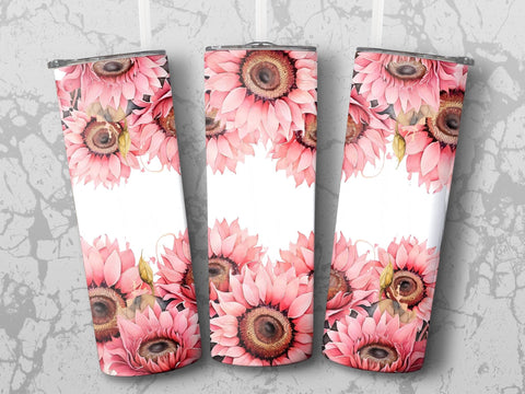 Personalized Pink Sunflowers Tumbler wrap png Sublimation Luvleigh Digitals 