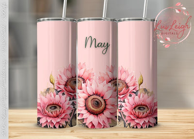 Personalized Pink Sunflowers Tumbler wrap png Sublimation Luvleigh Digitals 