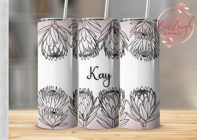 Personalized Protea flowers Tumbler wrap png Sublimation Luvleigh Digitals 