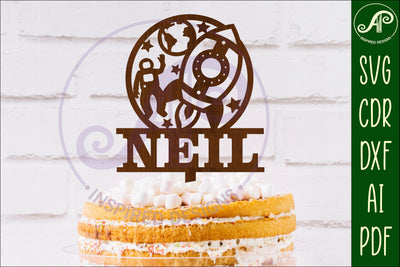 Personalized Rocket ship cake topper SVG laser cut SVG APInspireddesigns 