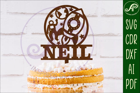 Personalized Rocket ship cake topper SVG laser cut SVG APInspireddesigns 