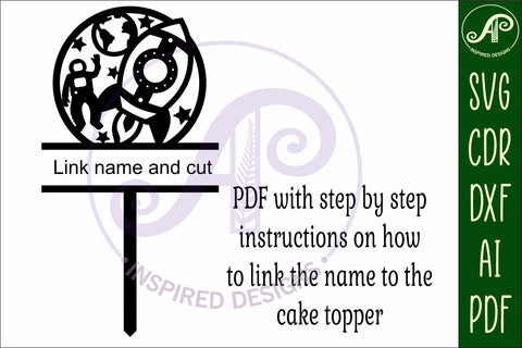 Personalized Rocket ship cake topper SVG laser cut SVG APInspireddesigns 