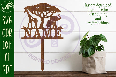 Personalized Safari animal cake topper SVG laser cut SVG APInspireddesigns 