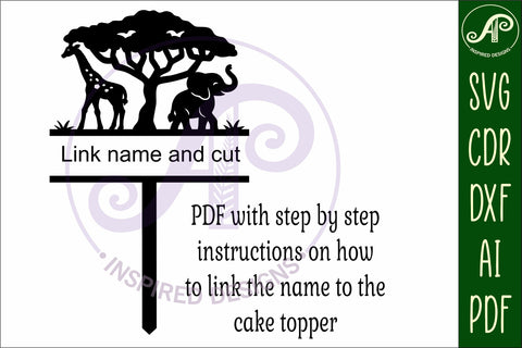 Personalized Safari animal cake topper SVG laser cut SVG APInspireddesigns 