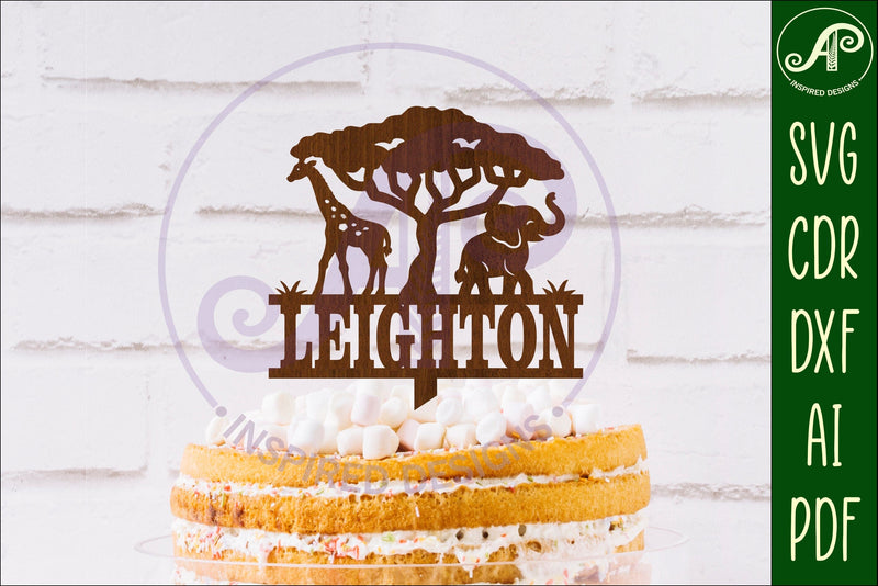 Personalized Safari animal cake topper SVG laser cut SVG APInspireddesigns 