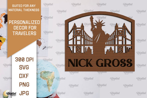 Personalized Signs For Travelers Laser Cut Bundle SVG Evgenyia Guschina 