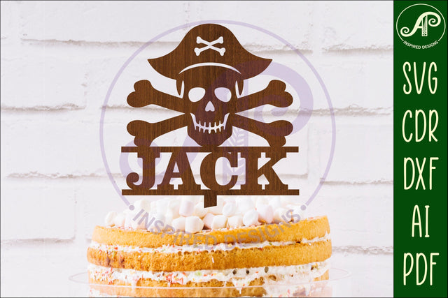 Personalized Skull and crossbones cake topper SVG laser cut SVG APInspireddesigns 