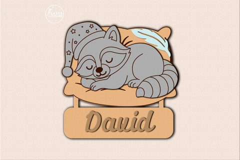Personalized Sleeping Animals Kids Name Signs (Set of 7) SVG LaserCutano 