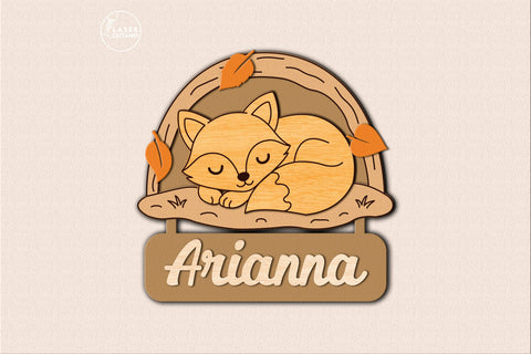 Personalized Sleeping Animals Kids Name Signs (Set of 7) SVG LaserCutano 