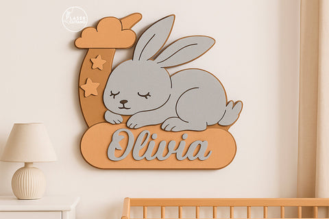 Personalized Sleeping Animals Kids Name Signs (Set of 7) SVG LaserCutano 