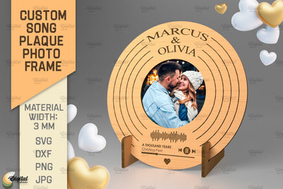 Personalized Song Plaque Photo Frame. 3D Laser Cut SVG Evgenyia Guschina 