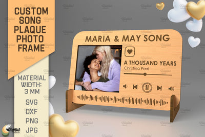 Personalized Song Plaque Photo Frame. 3D Laser Cut SVG Evgenyia Guschina 