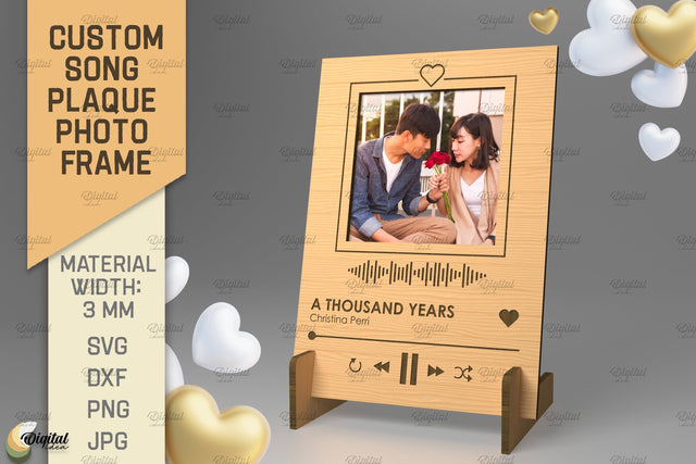 Personalized Song Plaque Photo Frame. 3D Laser Cut SVG Evgenyia Guschina 