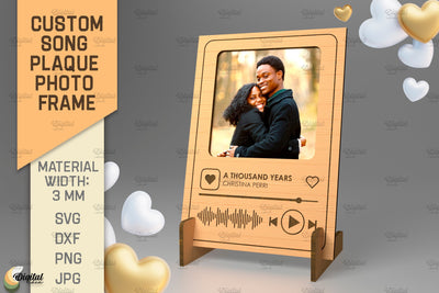 Personalized Song Plaque Photo Frame. 3D Laser Cut SVG Evgenyia Guschina 