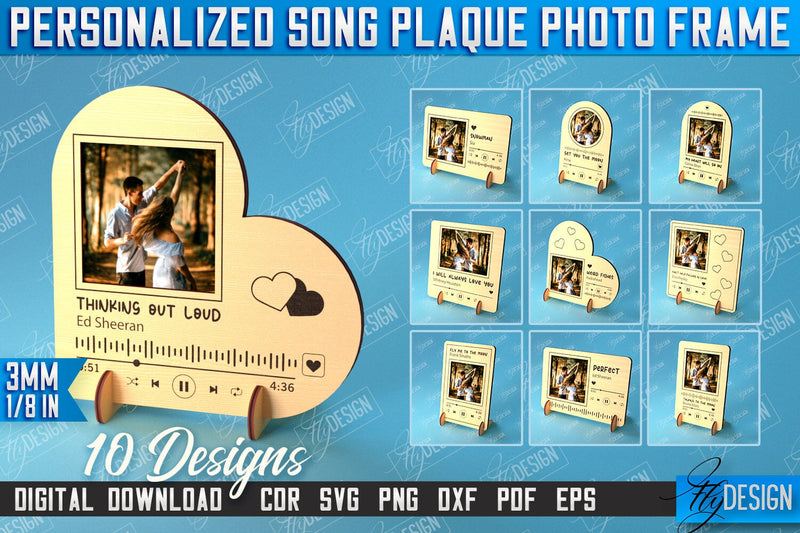 Personalized Song Plaque Photo Frame Bundle | Gift Idea | Favorite Song | CNC File SVG Fly Design 
