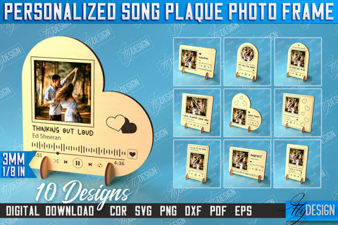 Personalized Song Plaque Photo Frame Bundle | Gift Idea | Favorite Song | CNC File SVG Fly Design 