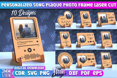 Personalized Song Plaque Photo Frame Bundle | Gift Idea | Favorite Song | CNC File SVG The T Store Design 