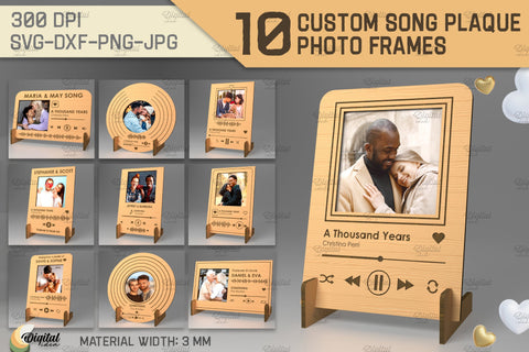 Personalized Song Plaque Photo Frame. Bundle Laser Cut SVG Evgenyia Guschina 