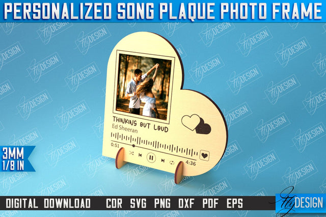 Personalized Song Plaque Photo Frame | Gift Idea | Favorite Song | CNC File SVG Fly Design 