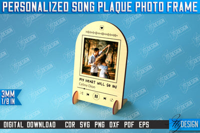 Personalized Song Plaque Photo Frame | Gift Idea | Favorite Song | CNC File SVG Fly Design 