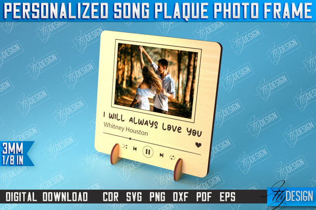 Personalized Song Plaque Photo Frame | Gift Idea | Favorite Song | CNC File SVG Fly Design 