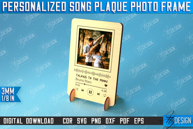 Personalized Song Plaque Photo Frame | Gift Idea | Favorite Song | CNC File SVG Fly Design 