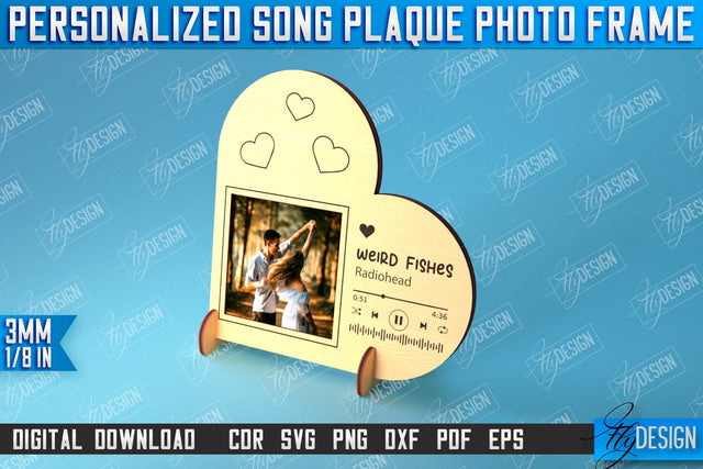 Personalized Song Plaque Photo Frame | Gift Idea | Favorite Song | CNC File SVG Fly Design 